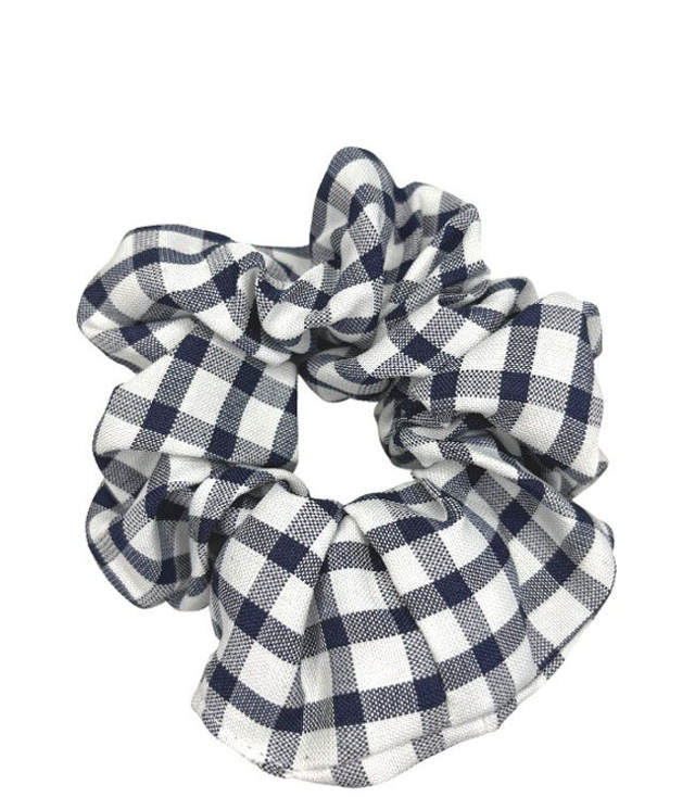 JA-NI Hair Accessories - Hair Scrunchies, The Navy Wide Checkered