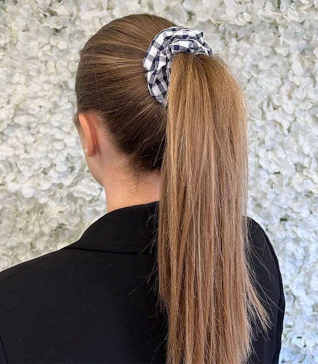 JA-NI Hair Accessories - Hair Scrunchies, The Navy Wide Checkered