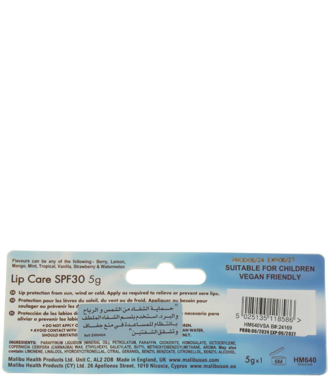 Malibu Lip Balm Vanilla SPF30, 30 ml. 