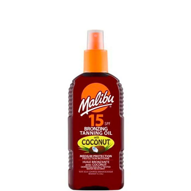 Malibu Bronzing Tanning Oil Spray Coconut SPF15, 200 ml.