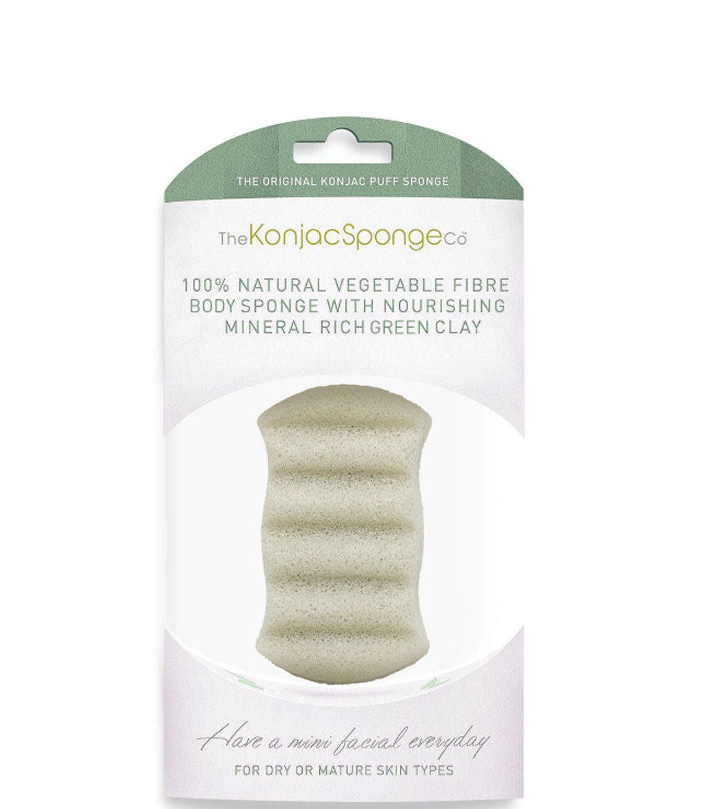 Premium 6 Wave Body Konjac Sponge French Green Clay