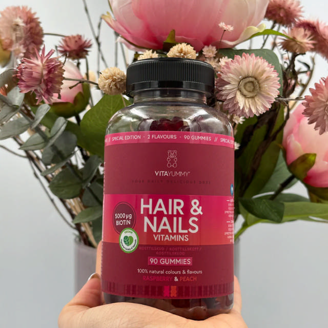 VitaYummy Hair & Nails Mixed - Raspberry & Peach (90 stk.)