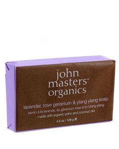 John Masters Organic Lavender Rose Geranium & Ylang Soap, 128 g.